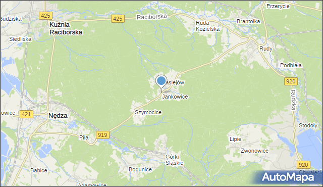 mapa Jankowice, Jankowice gmina Kuźnia Raciborska na mapie Targeo